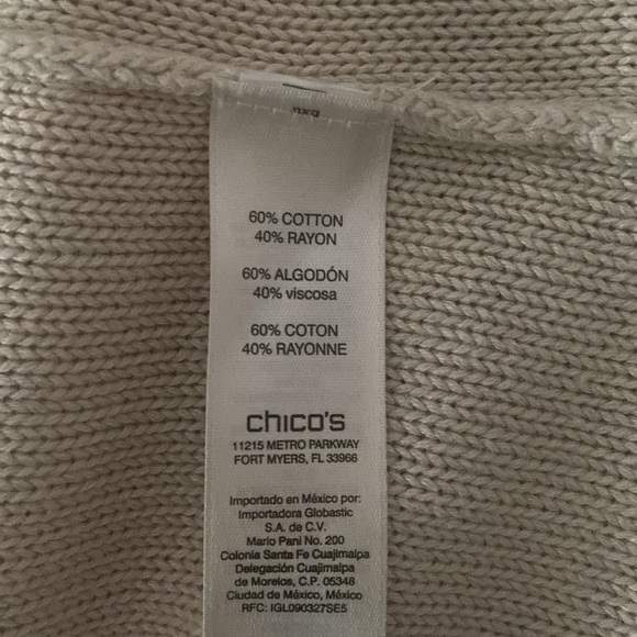 Chico’s Women’s Rustic Boho Long Cotton Blend Cardigan Sweater Size 8 - Picture 6 of 7